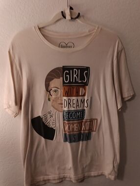 Forever Me Preloved Cream Graphic Tee with Multicolor Feminist Print
